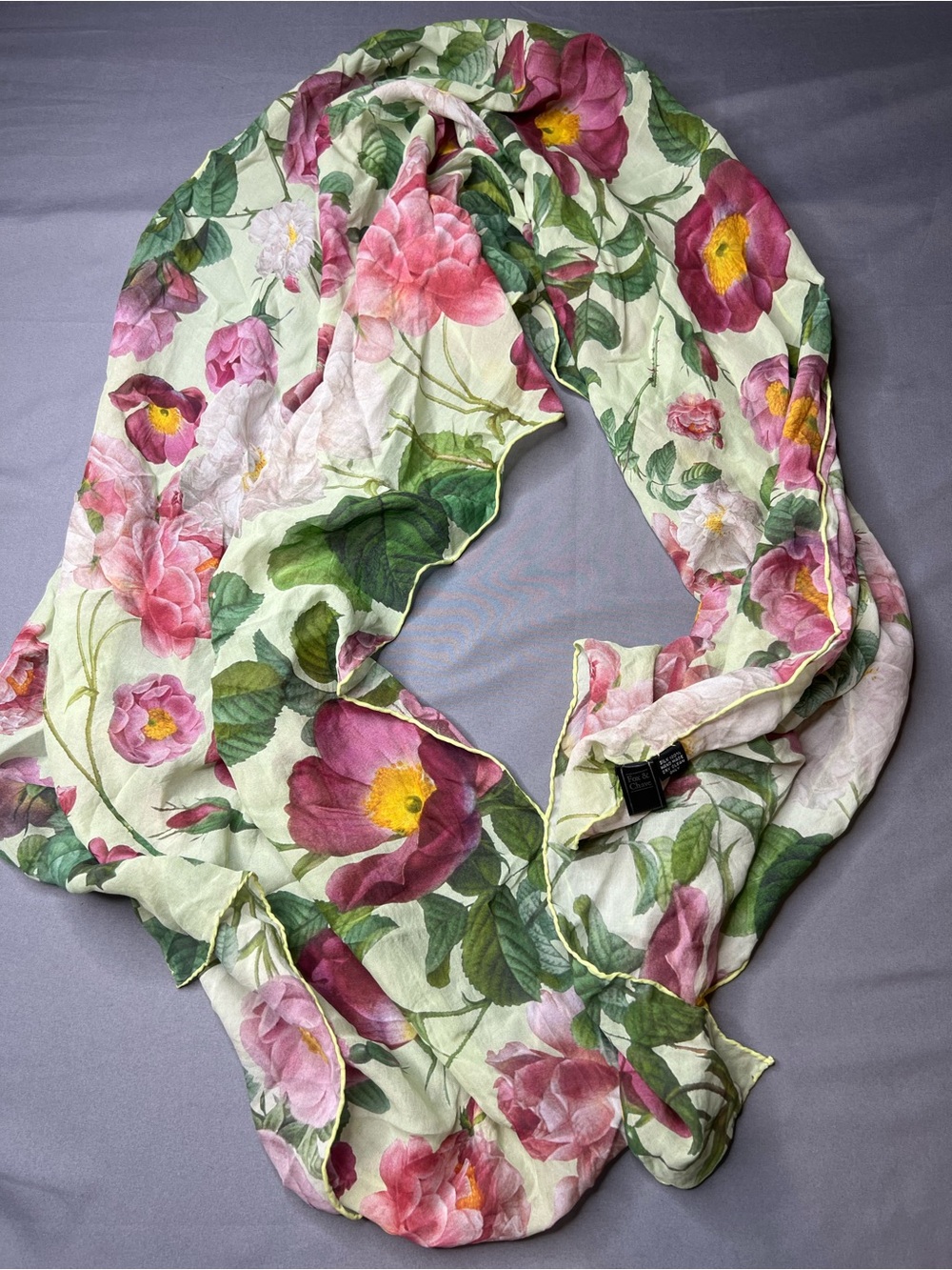 Fox & Chave 100% Silk Handmade Floral Scarf | 64" x 20" Botanical Garden Print
